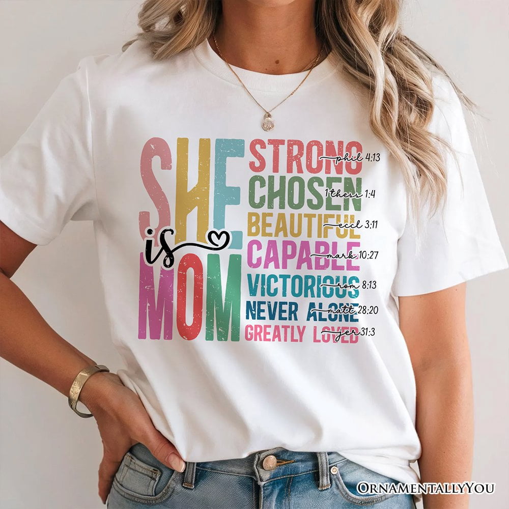 Inspirational Christian Mom T-Shirt, Affirmation White Tee for Strong and Motivated Mothers