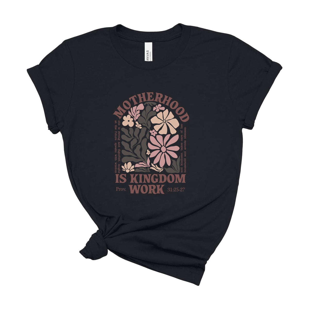 Motherhood Is Kingdom Work Christian Mom Shirt Floral Proverbs 31 Faith Tee