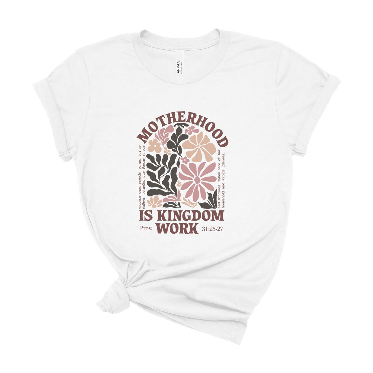 Motherhood Is Kingdom Work Christian Mom Shirt Floral Proverbs 31 Faith Tee